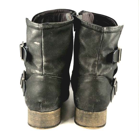 Jelly Pop Ivey  Black Vegan Leather, Double Buckle, Double Zip Bootie. Wmn 8M - Picture 7 of 12